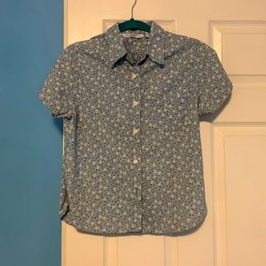 Blue floral button down shirt